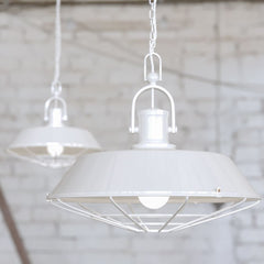 Brewer Cage Industrial Pendant Light Pure White - SE Home