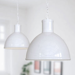 Wardour Industrial Bay Pendant Light Pure White - SE Home