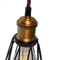 Denman Industrial Vintage Brass Caged Teardrop Pendant Light - SE Home