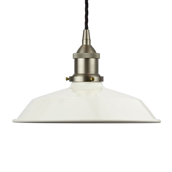 Clay White Small Trinity Metal Painted Pendant Light - Brushed Chrome Lamp Holder & Ceiling Rose - SE Home