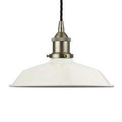 Clay White Small Trinity Metal Painted Pendant Light - Brushed Chrome Lamp Holder & Ceiling Rose - SE Home