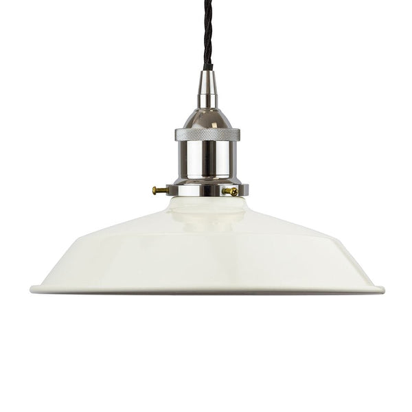 Clay White Small Trinity Metal Painted Pendant Light - Nickel Lamp Holder & Ceiling Rose - SE Home