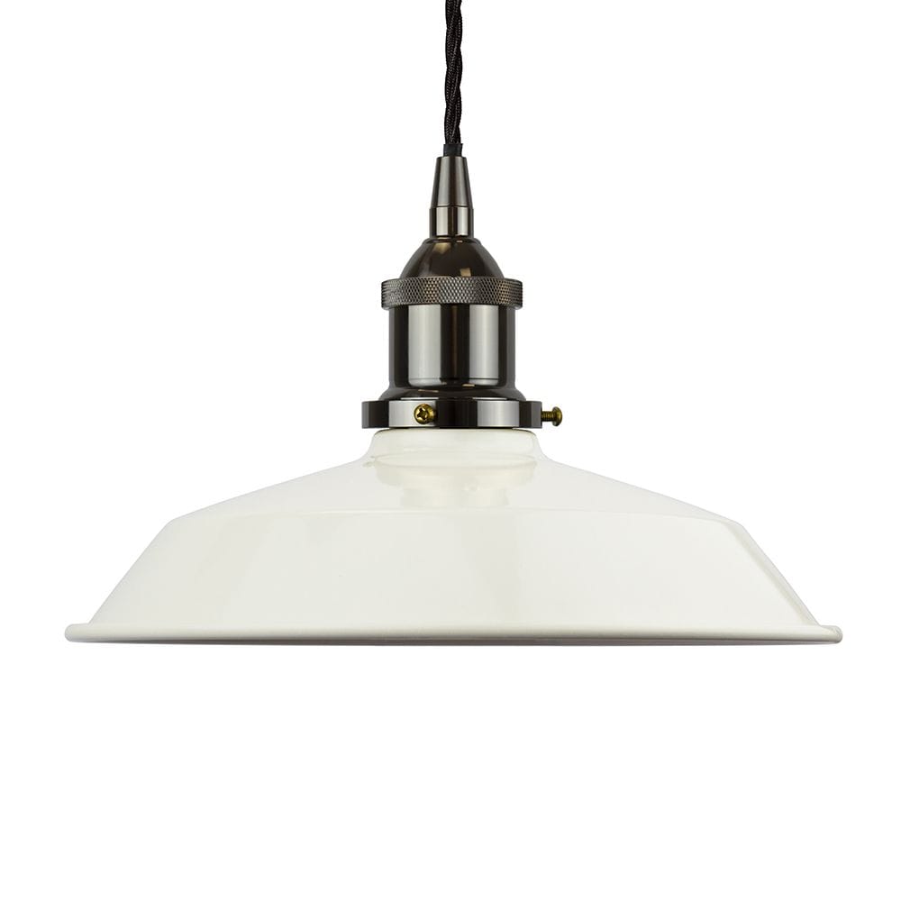 Clay White Small Trinity Metal Painted Pendant Light - Black Nickel Lamp Holder & Ceiling Rose - SE Home