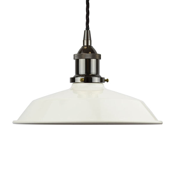 Clay White Small Trinity Metal Painted Pendant Light - Black Nickel Lamp Holder & Ceiling Rose - SE Home