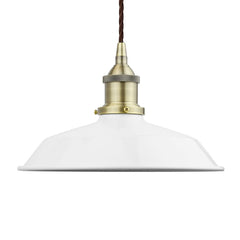White Small Trinity Metal Painted Pendant Light - Antique Brass Lamp Holder & Ceiling Rose - SE Home