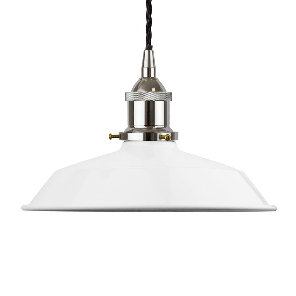 White Small Trinity Metal Painted Pendant Light - Nickel Lamp Holder & Ceiling Rose - SE Home