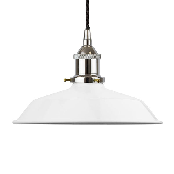 White Small Trinity Metal Painted Pendant Light - Nickel Lamp Holder & Ceiling Rose - SE Home