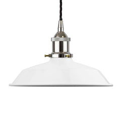 White Small Trinity Metal Painted Pendant Light - Nickel Lamp Holder & Ceiling Rose - SE Home