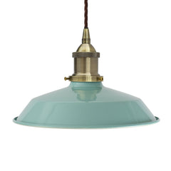 Duck Egg Blue Small Trinity Metal Painted Pendant Light - Antique Brass Lamp Holder & Ceiling Rose - SE Home
