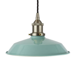 Duck Egg Blue Small Trinity Metal Painted Pendant Light - Brushed Chrome Lamp Holder & Ceiling Rose - SE Home