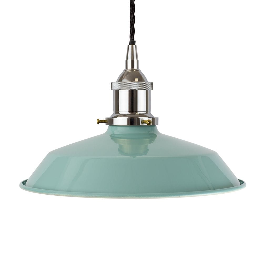Duck Egg Blue Small Trinity Metal Painted Pendant Light - Nickel Lamp Holder & Ceiling Rose - SE Home