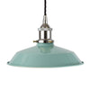 Duck Egg Blue Small Trinity Metal Painted Pendant Light - Nickel Lamp Holder & Ceiling Rose - SE Home