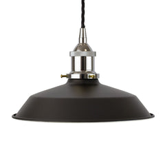 Matt Black Small Trinity Metal Painted Pendant Light - Nickel Lamp Holder & Ceiling Rose - SE Home