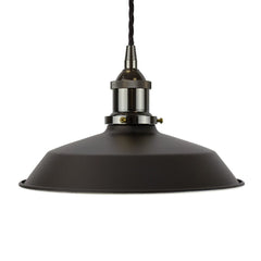 Matt Black Small Trinity Metal Painted Pendant Light - Black Nickel Lamp Holder & Ceiling Rose - SE Home