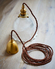 D'Arblay Lacquered Antique Brass French Style Scalloped Prismatic Glass Dome Pendant Light - SE Home