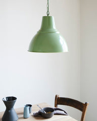 Compton Chalk Green Industrial Bell Pendant Light - SE Home