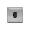 Screwless Raised - Brushed Chrome 13A UnSwitched Fuse Connection Unit - Black Trim - SE Home