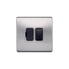 Screwless Raised - Brushed Chrome 13A Switched Fuse Connection Unit - Black Trim - SE Home
