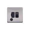 Screwless Raised - Brushed Chrome 13A Switched Fuse Connection Unit Flex Outlet - Black Trim - SE Home