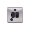 Screwless Raised - Brushed Chrome 13A Switched Fuse Connection Unit & Flex Outlet/Neon - Black Trim - SE Home