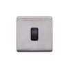 Screwless Raised - Brushed Chrome 20A 1 Gang Double Pole Switch - Black Trim - SE Home