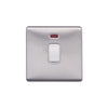 Screwless Raised - Brushed Chrome 20A 1 Gang Double Pole Switch & Neon-White Trim - White Trim - SE Home
