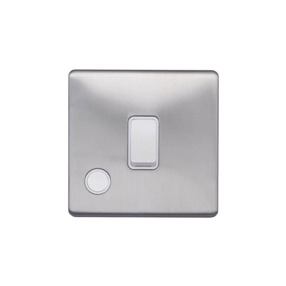 Screwless Raised - Brushed Chrome 20A 1 Gang Double Pole Switch Flex Outlet - White Trim - SE Home