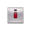 Screwless Raised - Brushed Chrome 45A 1 Gang Double Pole Switch, Single Plate - Black Trim - SE Home