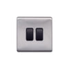 Screwless Raised - Brushed Chrome 10A 2 Gang 2 Way Light Switch - Black Trim - SE Home