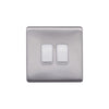 Screwless Raised - Brushed Chrome 10A 2 Gang 2 Way Light Switch - White Trim - SE Home