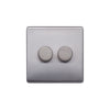 Screwless Raised - Brushed Chrome 100W LED 2 Gang 2 Way Intelligent Trailing Dimmer Switch - Black Trim - SE Home