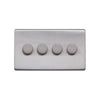 Screwless Raised - Brushed Chrome 100W LED 4 Gang 2 Way Intelligent Trailing Dimmer Switch - Black Trim - SE Home