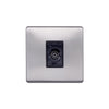 Screwless Raised - Brushed Chrome 1 Gang TV Socket - Black Trim - SE Home
