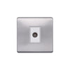 Screwless Raised - Brushed Chrome 1 Gang TV Socket - White Trim - SE Home