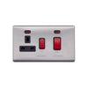 Screwless Raised - Brushed Chrome 45A Cooker Control Unit & Neon-Black Trim - Black Trim - SE Home