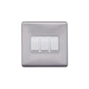 Screwless Raised - Brushed Chrome 10A 3 Gang 2 Way Light Switch - White Trim - SE Home
