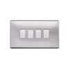 Screwless Raised - Brushed Chrome 10A 4 Gang 2 Way Light Switch - White Trim - SE Home