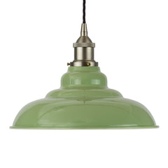 Mint Green St Edmund's Painted Pendant Light - Brushed Chrome Lamp Holder & Ceiling Rose - SE Home