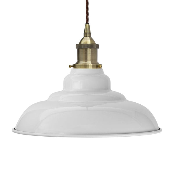 Pale Grey St Edmund's Painted Pendant Light - Antique Brass Lamp Holder & Ceiling Rose - SE Home
