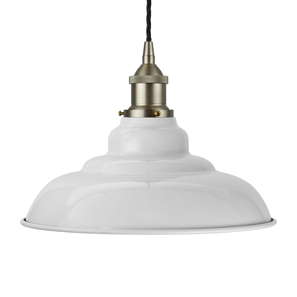Pale Grey St Edmund's Painted Pendant Light - Brushed Chrome Lamp Holder & Ceiling Rose - SE Home