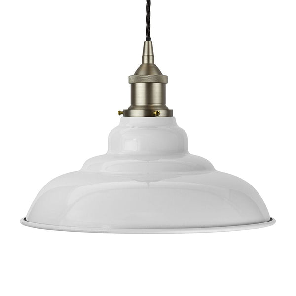 Pale Grey St Edmund's Painted Pendant Light - Brushed Chrome Lamp Holder & Ceiling Rose - SE Home