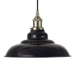 Navy Blue St Edmund's Painted Pendant Light - Brushed Chrome Lamp Holder & Ceiling Rose - SE Home