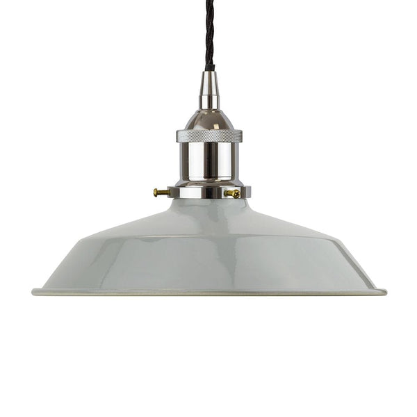 French Grey Small Trinity Metal Painted Pendant Light - Nickel Lamp Holder & Ceiling Rose - SE Home