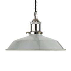 French Grey Small Trinity Metal Painted Pendant Light - Nickel Lamp Holder & Ceiling Rose - SE Home