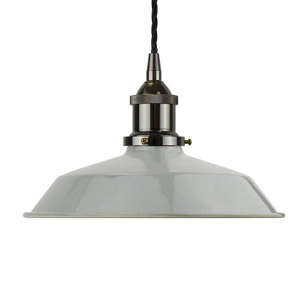 French Grey Small Trinity Metal Painted Pendant Light - Black Nickel Lamp Holder & Ceiling Rose - SE Home