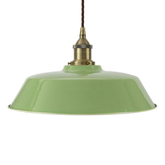 Mint Green Chancery Painted Pendant Light - Antique Brass Lamp Holder & Ceiling Rose - SE Home