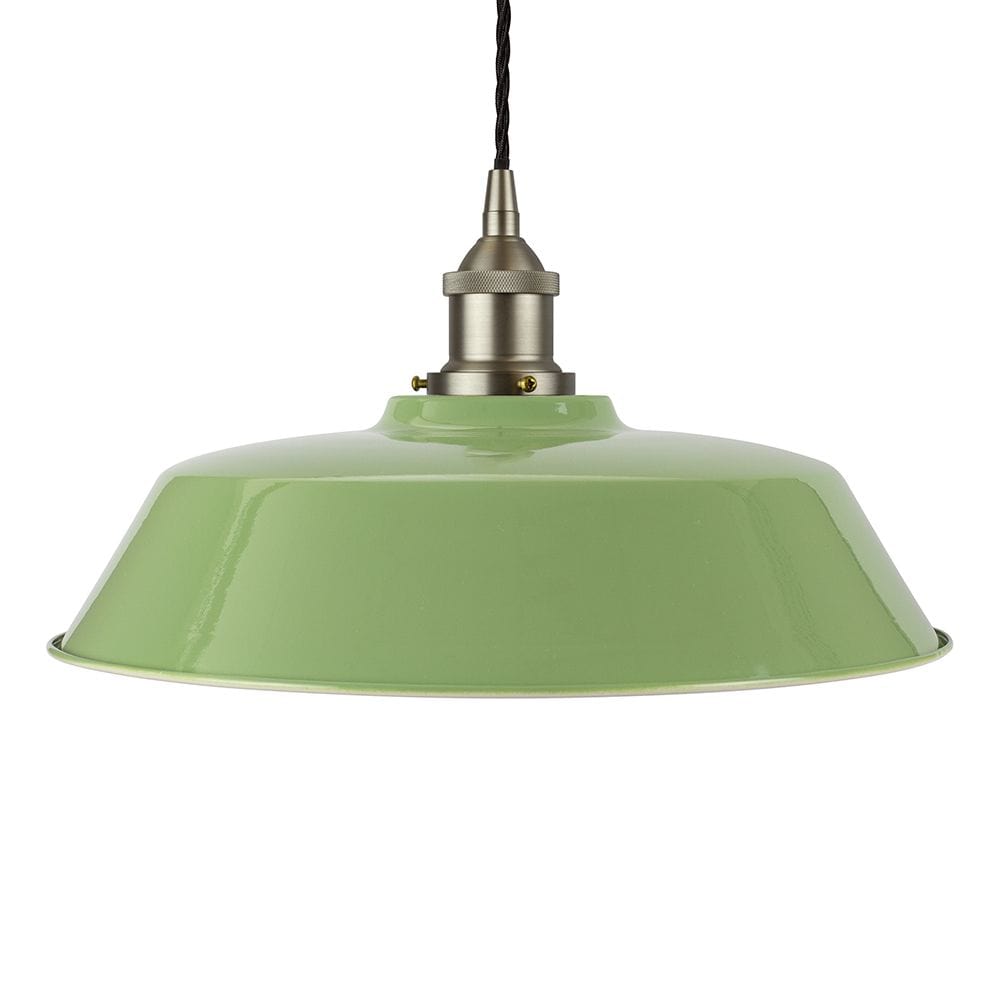 Mint Green Chancery Painted Pendant Light - Brushed Chrome Lamp Holder & Ceiling Rose - SE Home