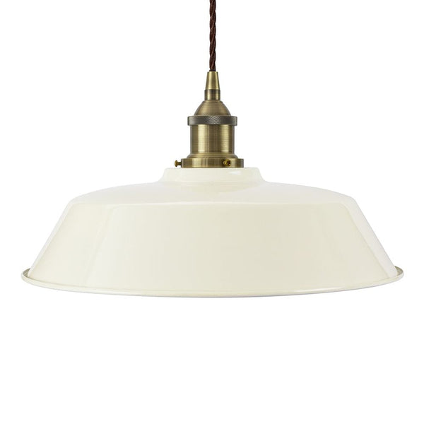 Clay White Chancery Painted Pendant Light - Antique Brass Lamp Holder & Ceiling Rose - SE Home