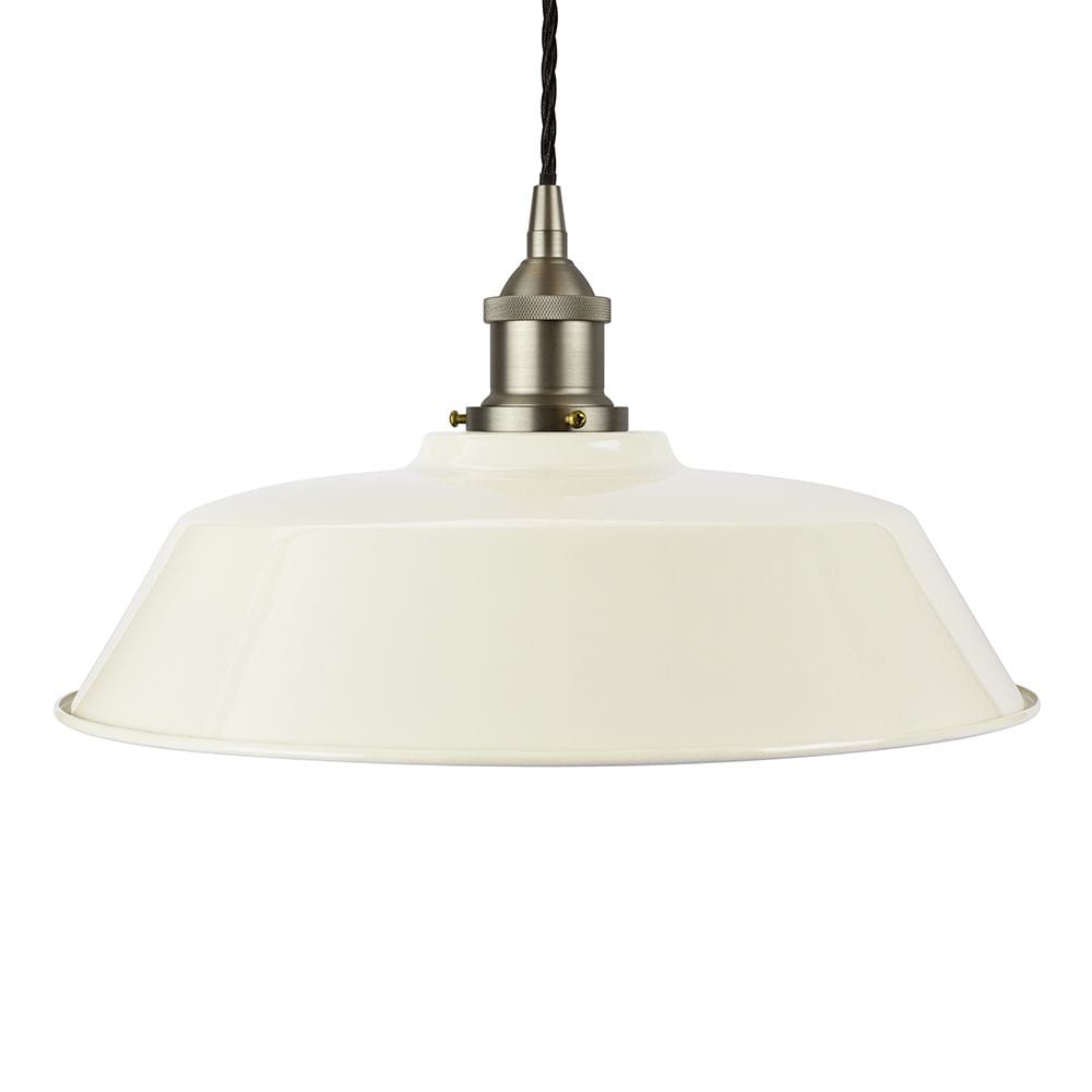 Clay White Chancery Painted Pendant Light - Brushed Chrome Lamp Holder & Ceiling Rose - SE Home
