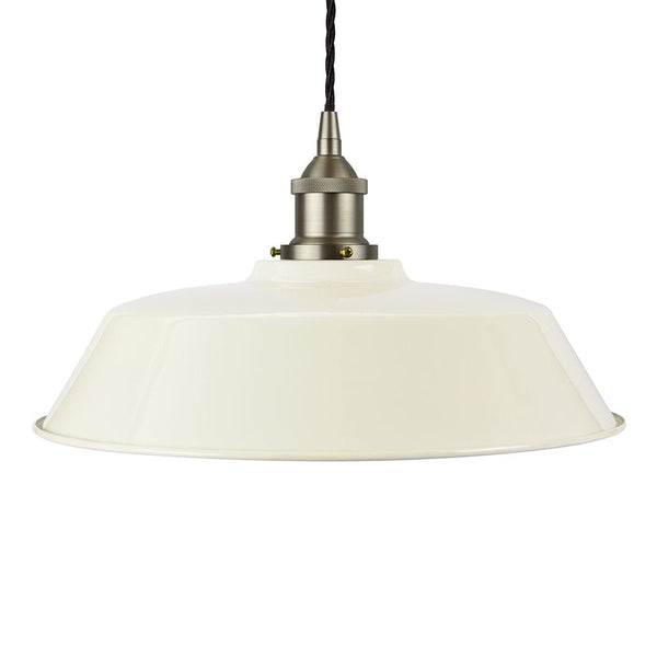 Clay White Chancery Painted Pendant Light - Brushed Chrome Lamp Holder & Ceiling Rose - SE Home